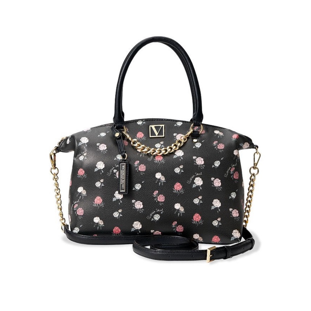 VS Flower Print Slouchy Satchel Removable Strap